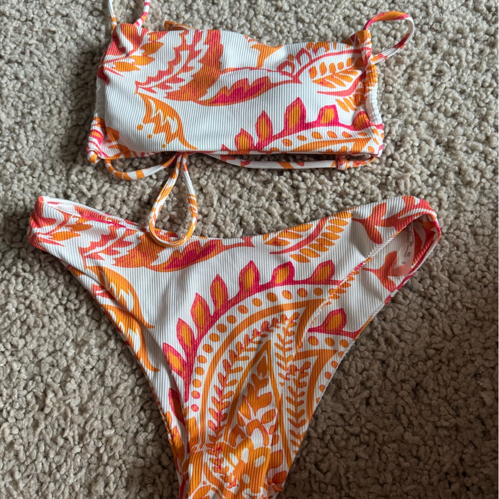 Orange and Pink Patterned Bikini